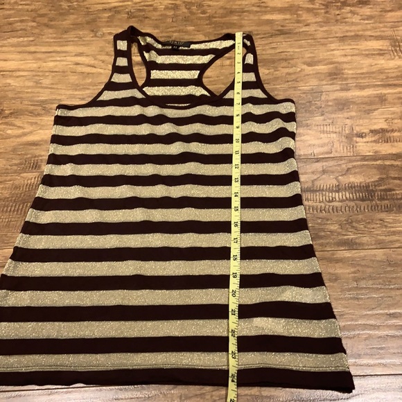 Vento sparkly gold and brown striped tank top - Picture 6 of 9